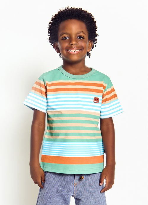 Camiseta Infantil Menino Estampa Qual é, jacaré? - Tam. 2 a 12 anos – Areia e alecrim