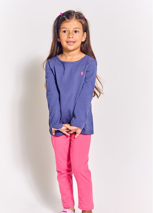 Legging Infantil Menina Basiquinho  - Tam. 2 a 12 anos – Rosa Forte e Preto