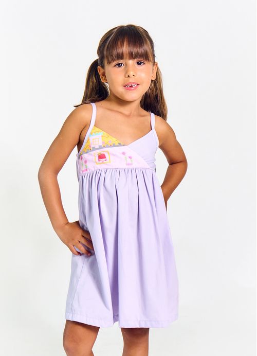 Vestido Infantil Estampa Princesa - Tam. 2 a 12 anos - Lilás