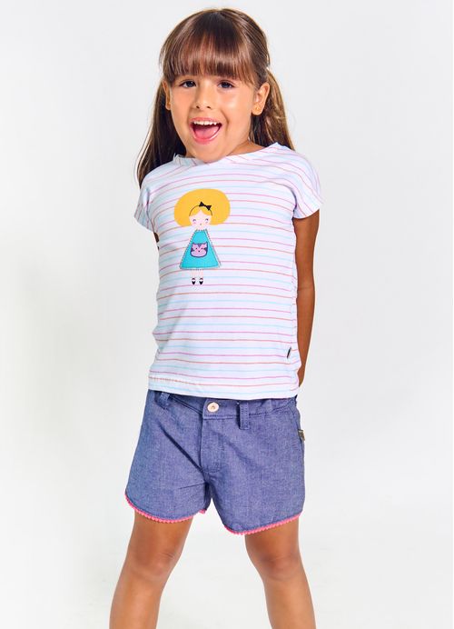 Blusa Infantil Menina Estampa Simplesmente Alice - Tam. 2 a 12 anos – Branco