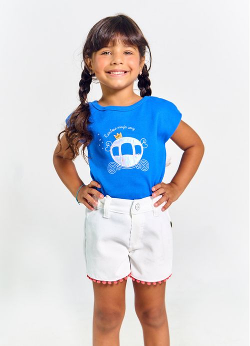 Blusa Infantil Menina Estampa Carruagem- Tam. 2 a 12 anos - Royal