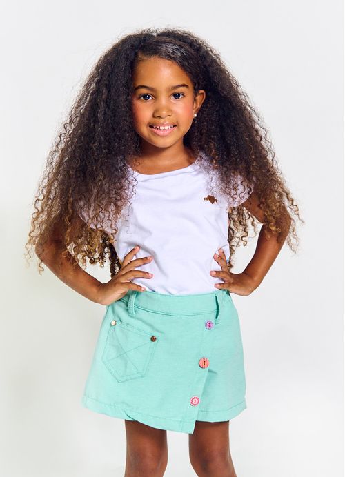 Blusa Infantil Menina Estampa Borboleta - Tam. 2 a 12 anos – Branco e Laranja