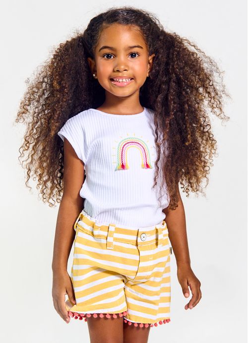 Blusa Infantil Menina Estampa Arco Íris - Tam. 2 a 12 anos – Lilás, Branco, OFF White