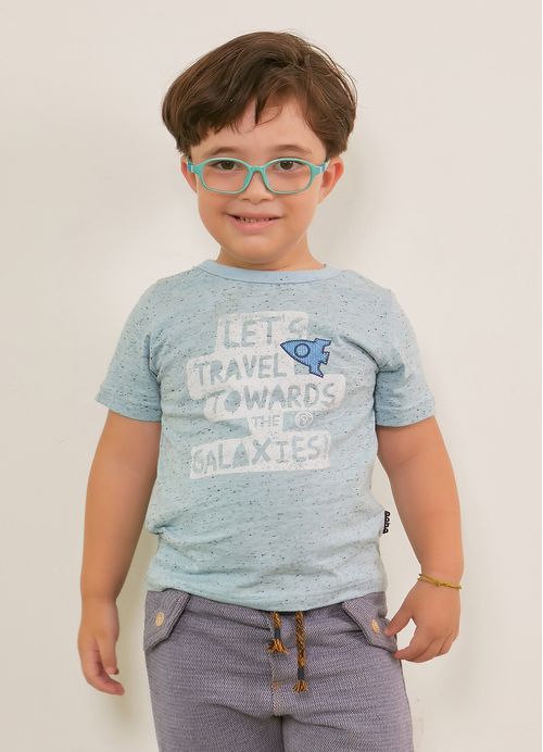 Camiseta Infantil Menino Estampa Galáxias – Tam. 2 a 12 anos – Azul