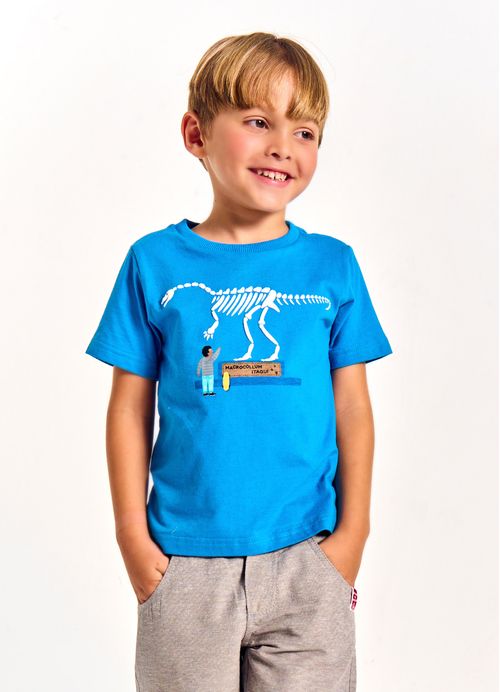 Camiseta Infantil Menino Estampa Dia de Museu - Tam. 2 a 12 anos – Azul Forte