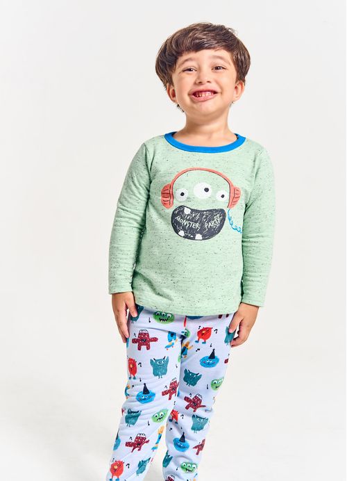 Pijama Infantil Menino Estampa Monster Party - Tam. 1 a 10 anos –  Kiwi e Azul