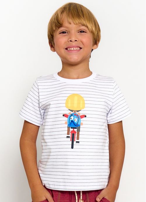 Camiseta Infantil Menino Estampa Me Divertindo– Tam. 2 a 12 anos – Branco
