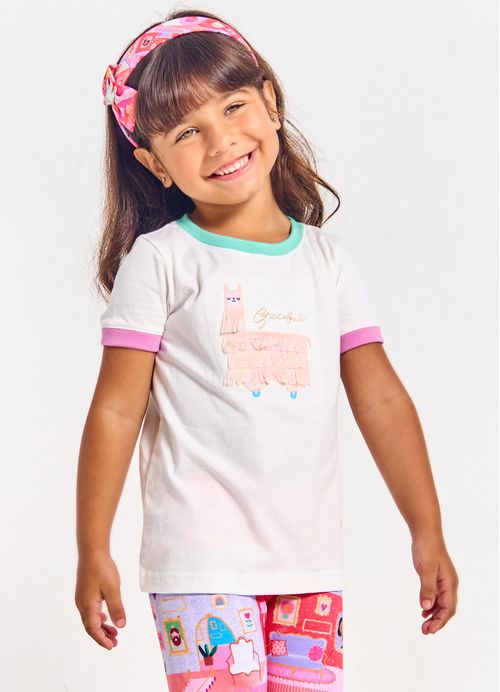 Blusa Infantil Menina Estampa Passeio no Museu - Tam. 2 a 12 anos –  Off White