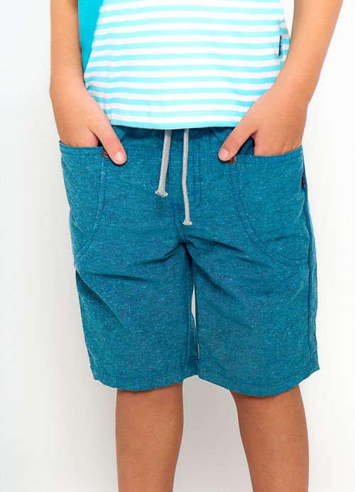 Bermuda Infantil Menino Estampa Moderninha – Tam. 2 a 12 anos - Off White, Esmeralda e Azul