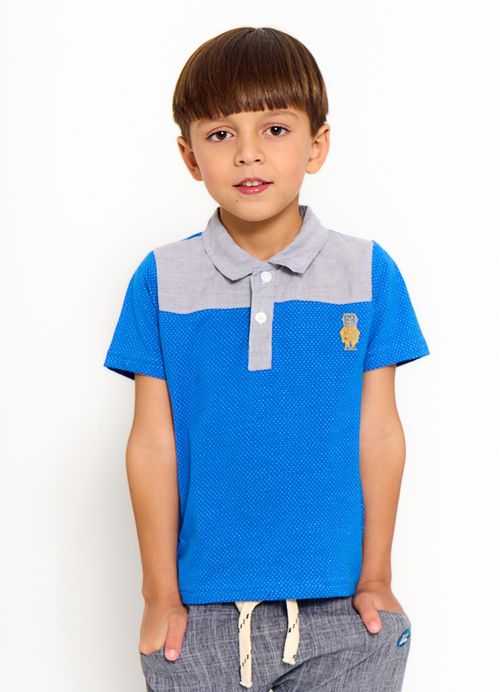 Polo Infantil Menino Estampa Moderninha – Tam. 2 a 12 anos – Preto e Azul