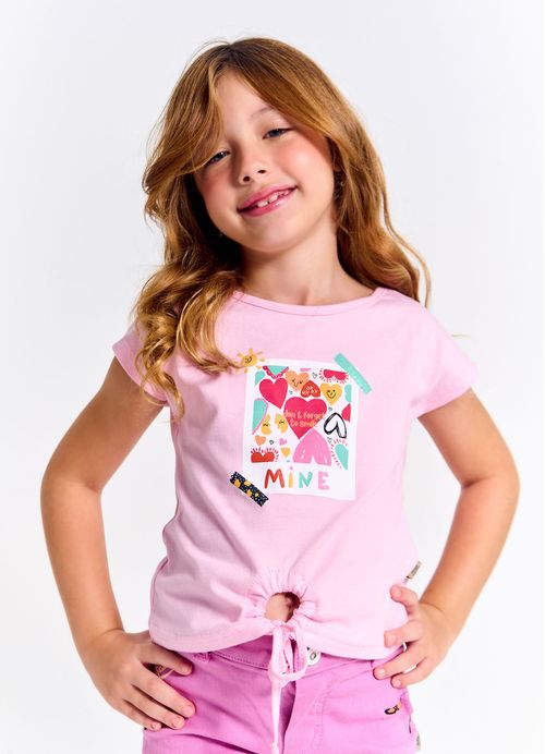 Blusa Infantil Menina Estampa Sorria com o Coração – Tam. 2 a 12 anos