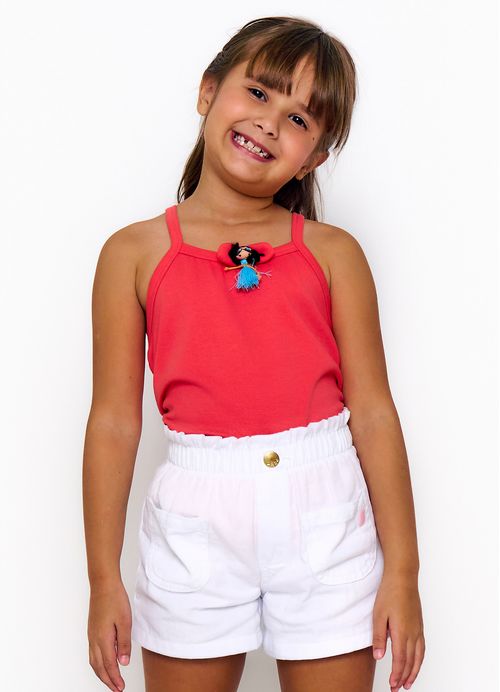 Regata  Infantil Menina Estampa Boneca– Tam. 2 a 12 anos – Coral