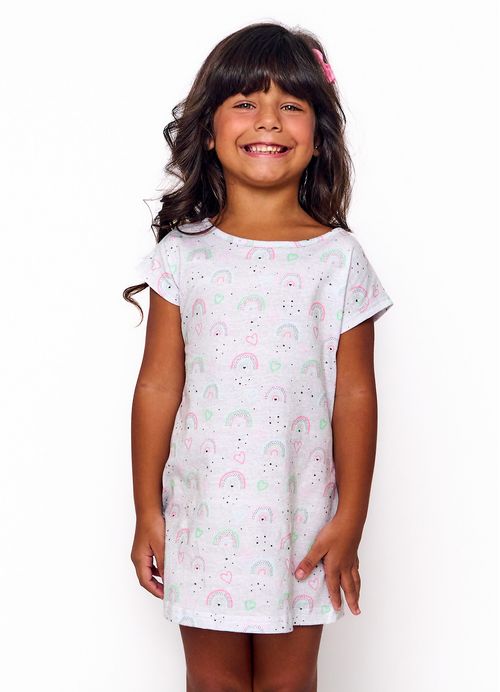 Camisola Infantil Menina Estampa Arco-íris – Tam. 1 a  10 anos – Cinza