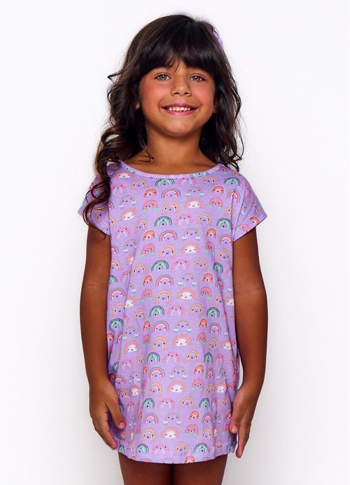 Camisola Infantil Menina Estampa Arco-íris – Tam. 1 a  10 anos – Roxo