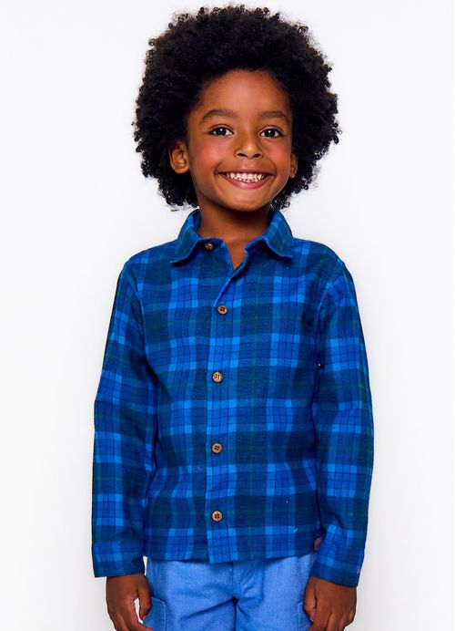 Camisa Infantil Menino Estampa Xadrez – Tam. 2 a 12 anos – Azul