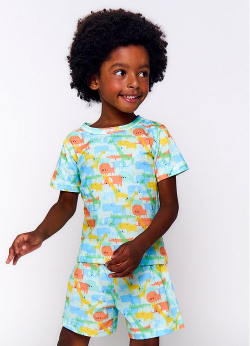 Pijama Infantil Menino Estampa Animal – Tam. 1 a 10 anos – Azul