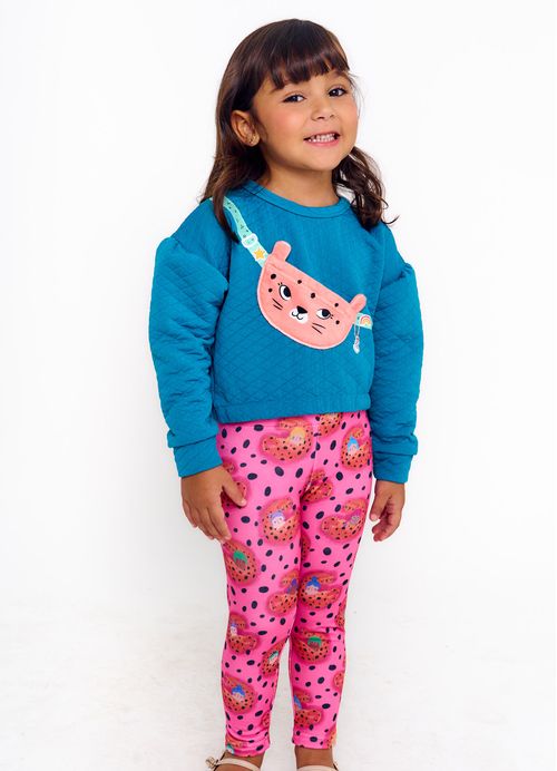 Legging Infantil Menina Estampa Oncinha – Tam. 2 a 12 anos – Rosa