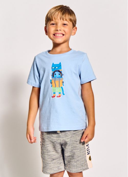 Camiseta Infantil Menino Estampa É Hora da Diversão - Tam. 2 a 12 anos - Glacial