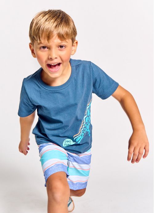 Conjunto Infantil Menino Camiseta + Bermuda Estampa Skate Fun - Tam. 2 a 12 anos – Naval e Gelo