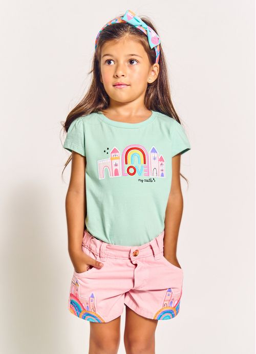 Short Infantil Menina Estampa Reino Encantado - Tam. 2 a 12 anos – Camelia