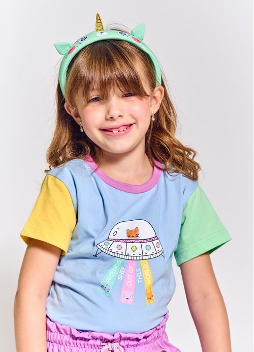 Blusa Estampa Infantil Menina Monstrinhos Quadradinhos - Tam. 2 a 12 anos – Glacial