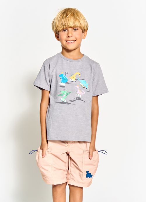 Camiseta Infantil Menino Estampa Skatista Radical - Tam. 2 a 12 anos – Cinza