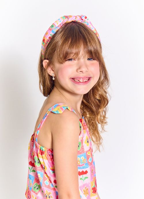 Arco Infantil para Cabelo Estampa Piquenique - Tam. U – Rosa