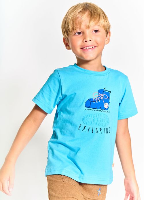 Camiseta Infantil Menino Estampa Explorar a Natureza – Tam. 2 a 12 anos – Lagoa Azul