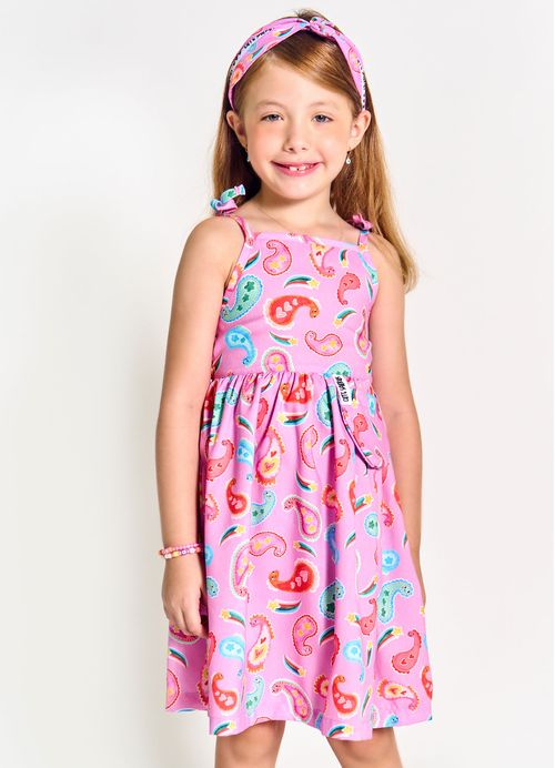 Vestido Infantil Estampa Colorsaura – Tam. 2 a 12 anos – Roxo