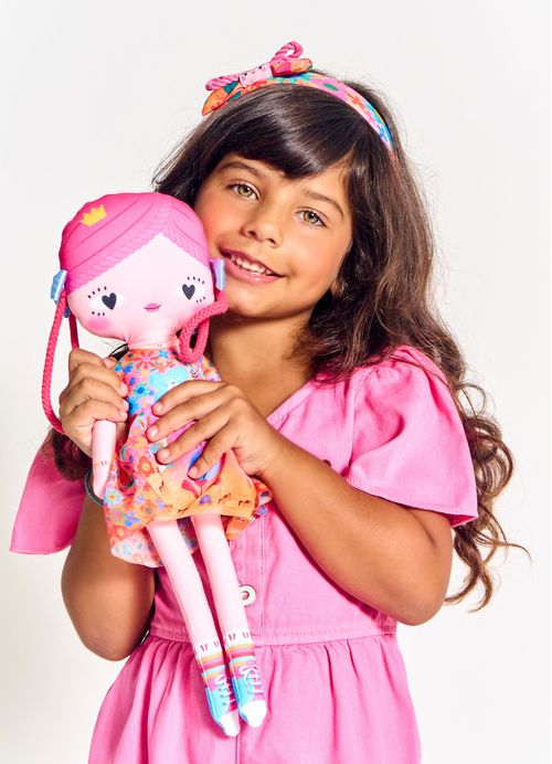 Almofada Boneca Infantil para Cabelo Reino da Princesa Pipoca – Tam. U – Rosa