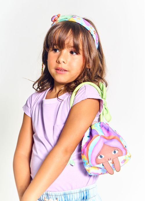 Bolsa Infantil Estampa Mar de Flores – Tam. U – Azul e Roxo