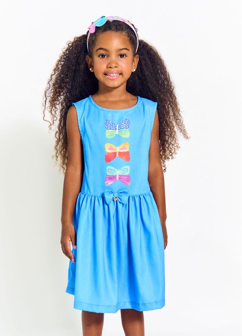 Vestido Infantil Estampa Borborela - Tam. 2 a 12 anos – Indigo