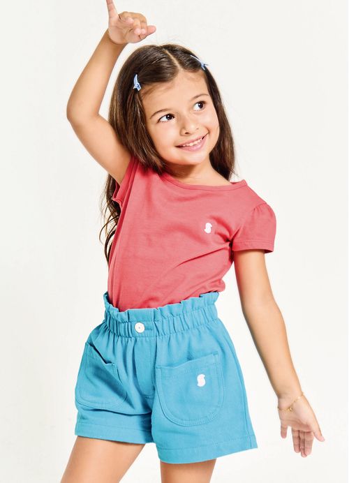 Blusa Infantil Menina Basiquinho – Tam. 2 a 12 anos - Goiaba