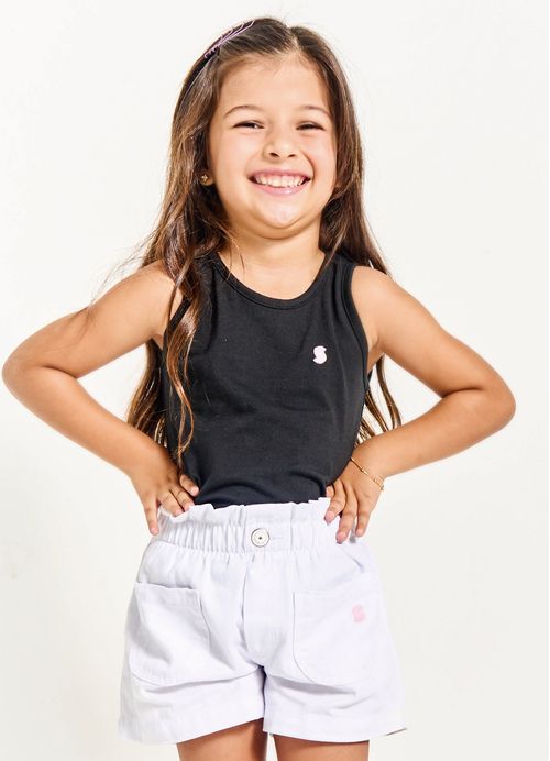Regata Infantil Menina Basiquinho – Tam. 2 a 12 anos – Preto