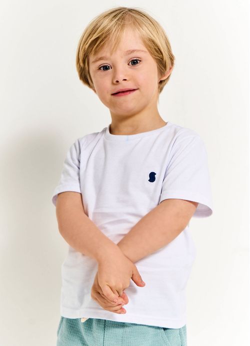 Camiseta Infantil Menino Basiquinho – Tam. 2 a 12 anos – Branco