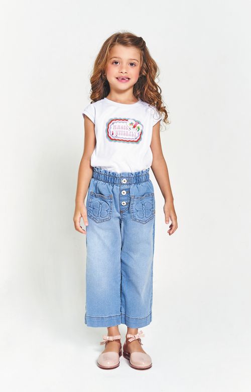 Calça Infantil Menina Borboletando – Tam. 1 a 12 anos – Jeans