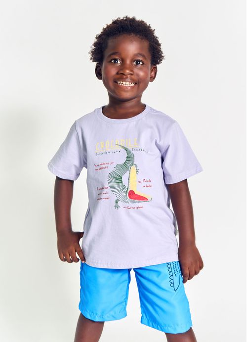 Bermuda Infantil Menino Estampa Dilo, o Crocodilo – Tam. 2 a 12 anos – Indigo