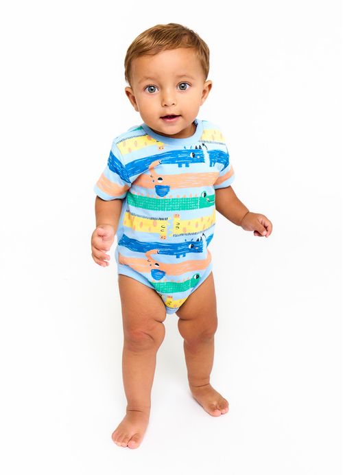 Body Infantil Bebê Menino Estampa Na Savana – Tam. 3 a 18 meses – Camelo