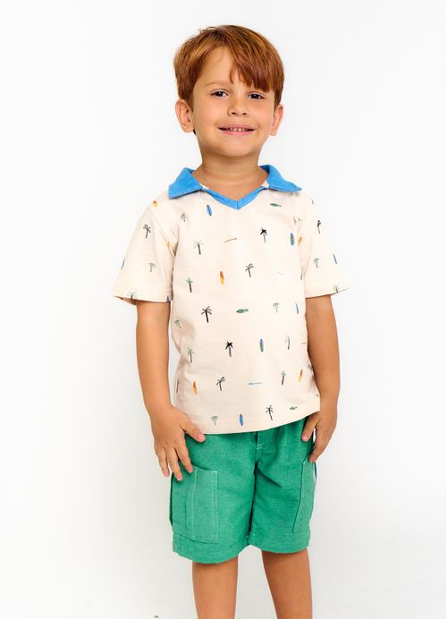 Camiseta Infantil Menino Estampa Enfim, o verão – Tam. 2 a 12 anos – Cru