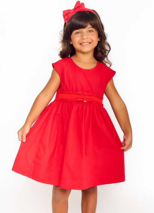 Vestido Infantil Estampa Floratta - Tam. 2 a 12 anos - Vermelho