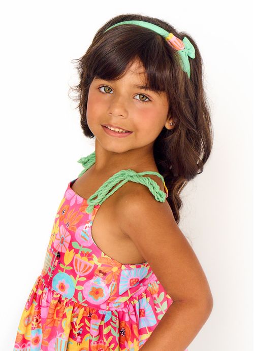 Arco Infantil para Cabelo Estampa Mini Mundo Florido – Tam. U – Branco e Azul