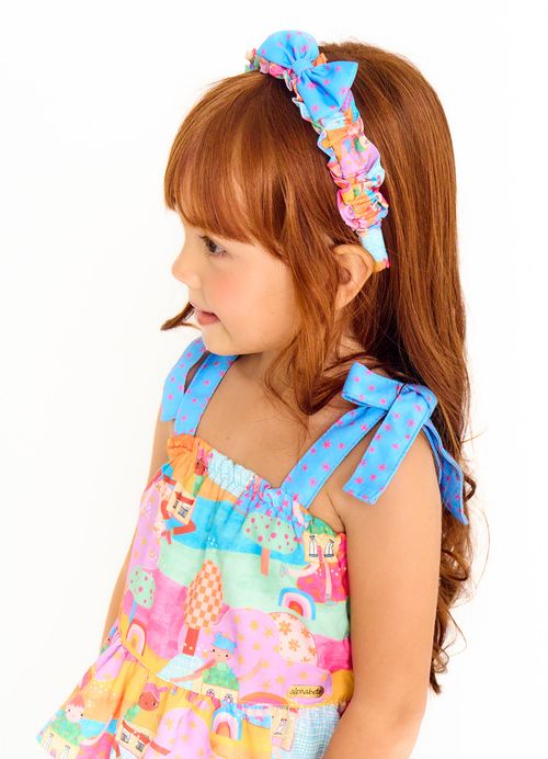 Arco Infantil para Cabelo Estampa Vizinhança Divertida – Tam. U – Azul e Rosa