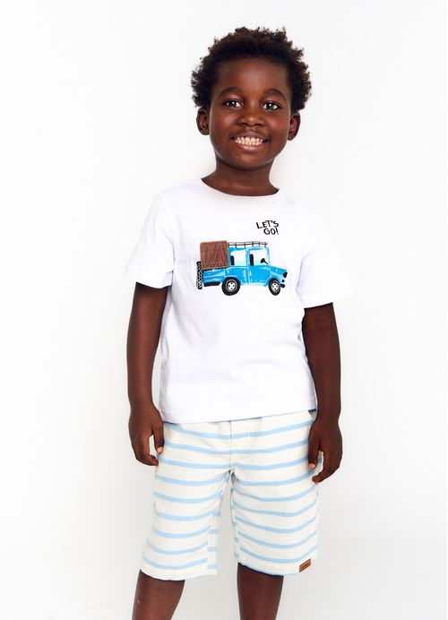 Camiseta Infantil Menino Estampa Jipe Legal – Tam. 2 a 12 anos – Branco