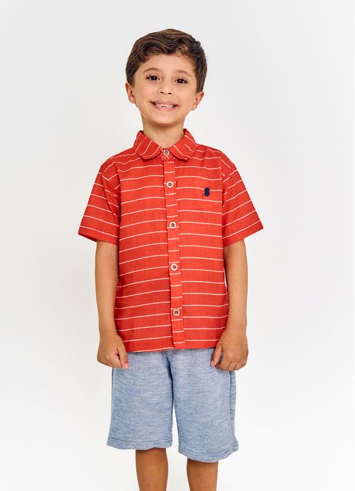 Camisa Infantil Menino Estampa Básica - Tam. 2 a 12 anos - Vermelho