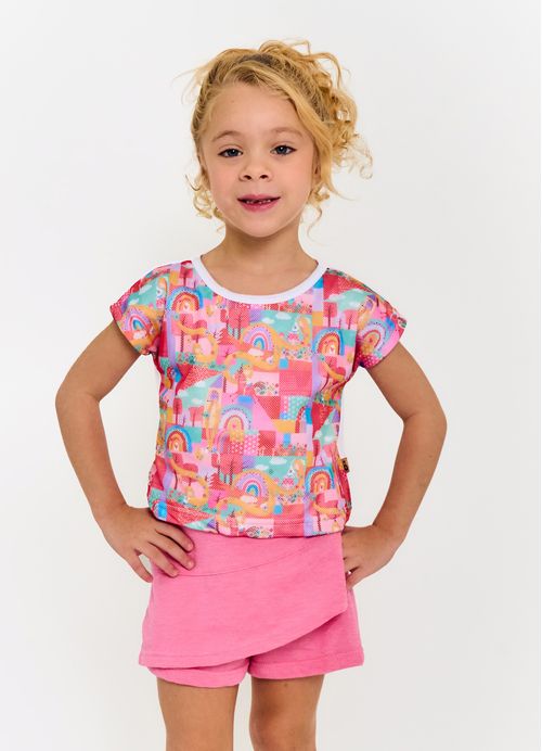 Short Saia Infantil Estampa Menininha - Tam. 2 a 12 anos - Rosa