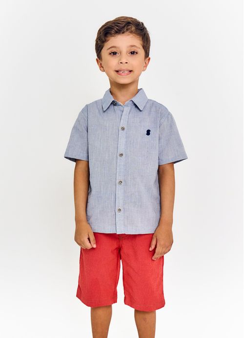 Camisa Infantil Menino Estampa Básica - Tam. 2 a 12 anos -  Azul