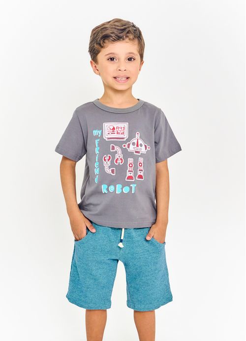 Camiseta Infantil Menino Estampa Robot - Tam. 2 a 12 anos - Cores