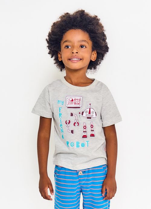 Camiseta Infantil Menino Estampa Robot - Tam. 2 a 12 anos - Cores