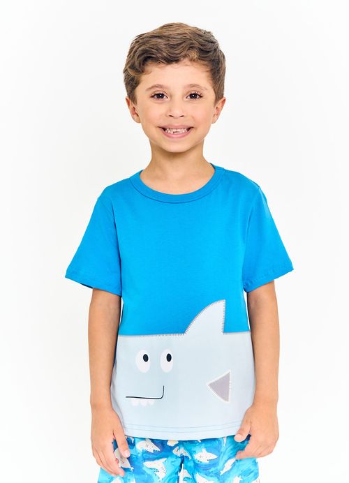 Camiseta Infantil Menino Estampa Tubarão - Tam. 2 a 12 anos -