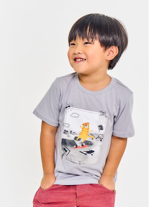 Camiseta Infantil Menino Estampa Skate - Tam. 2 a 12 anos - Cores